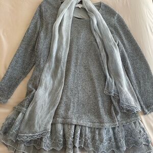 NorthStyle Silver Layered Dress with Scarf plus size